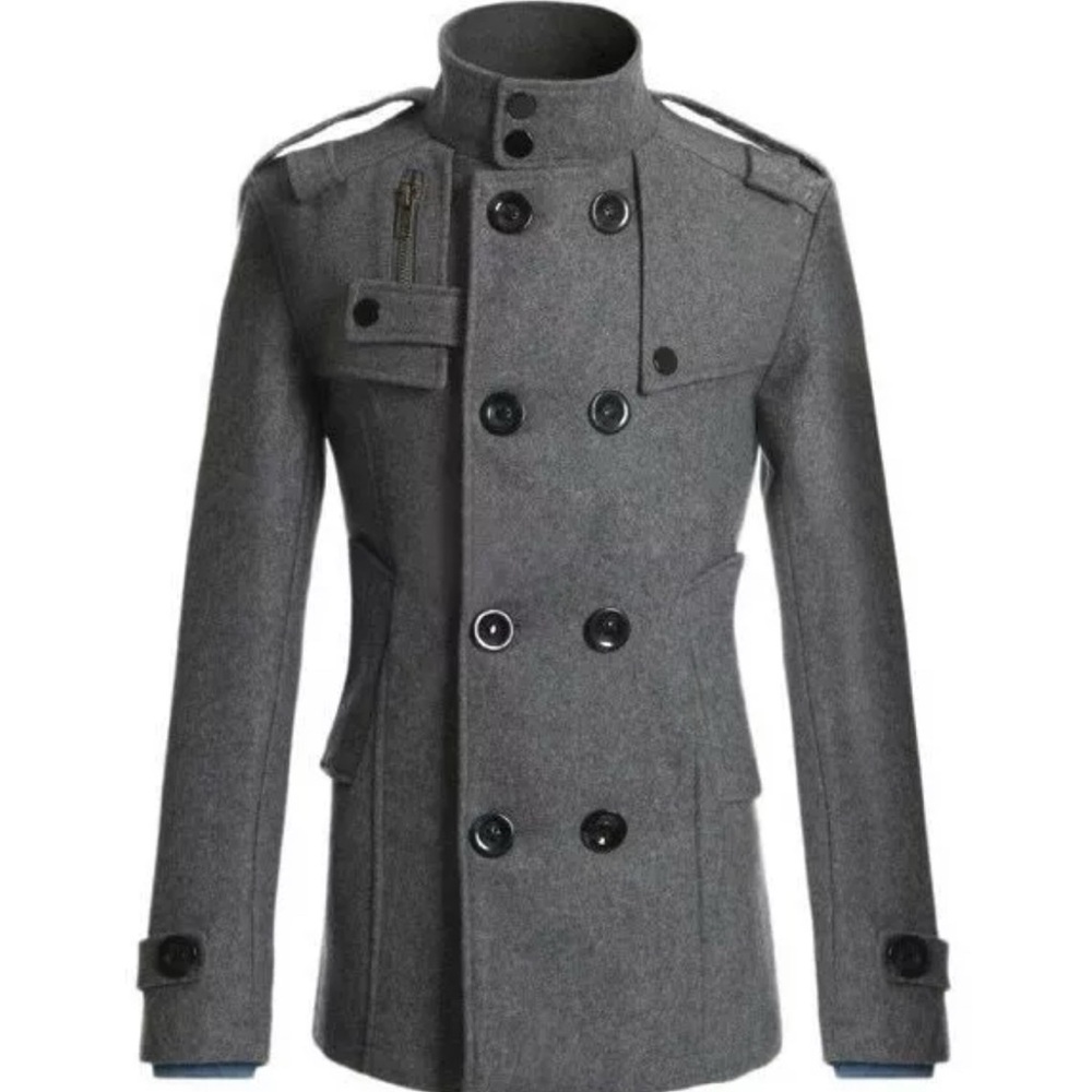 Men's Gray Double-Breasted Coat